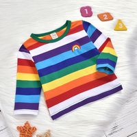 Casual Rainbow Cotton Blend T-shirts & Blouses main image 3