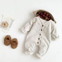 Retro Solid Color Cotton Blend Baby Rompers main image 4