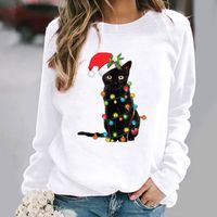 Mujeres Sudadera Manga Larga Sudaderas Con Capucha Y Sudaderas Impresión Casual Gato main image 2