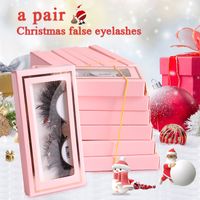 Christmas Mink Hair False Eyelashes Pink Box A Pair With Stickers main image 4