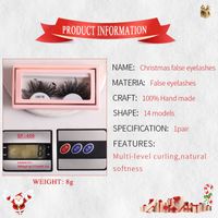 Christmas Mink Hair False Eyelashes Pink Box A Pair With Stickers main image 2