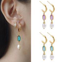 Fashion Star Alloy Inlay Artificial Pearls Women's Dangling Earrings 2 Pieces main image 7