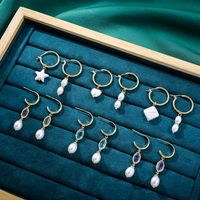 Fashion Star Alloy Inlay Artificial Pearls Women's Dangling Earrings 2 Pieces main image 5