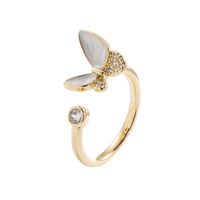 Fashion Butterfly Copper Gold Plated Zircon Open Ring main image 2