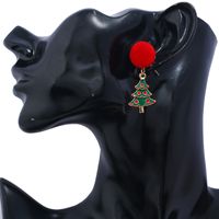 Fashion Christmas Tree Hairball Snowman Alloy Enamel Plating Zircon Women's Drop Earrings 1 Pair main image 8