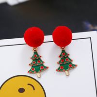 Fashion Christmas Tree Hairball Snowman Alloy Enamel Plating Zircon Women's Drop Earrings 1 Pair main image 7
