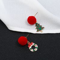 Fashion Christmas Tree Hairball Snowman Alloy Enamel Plating Zircon Women's Drop Earrings 1 Pair main image 4