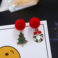 Fashion Christmas Tree Hairball Snowman Alloy Enamel Plating Zircon Women's Drop Earrings 1 Pair main image 3