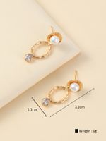 Fashion Geometric Copper Inlay Artificial Pearls Zircon Drop Earrings 1 Pair main image 3