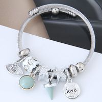 Fashion Round Letter Eye Alloy Steel Inlay Resin Women's Bangle 1 Piece main image 1