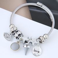 Fashion Round Letter Eye Alloy Steel Inlay Resin Women's Bangle 1 Piece main image 2