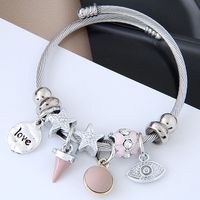 Fashion Round Letter Eye Alloy Steel Inlay Resin Women's Bangle 1 Piece main image 3