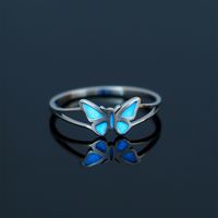 Sweet Heart Shape Butterfly Stainless Steel Zircon Rings In Bulk sku image 3