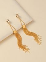 Fashion Tassel Copper Inlay Zircon Drop Earrings 1 Pair main image 2