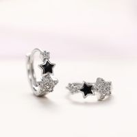 Fashion Geometric Star Copper Epoxy Plating Artificial Diamond Hoop Earrings 1 Pair main image 5