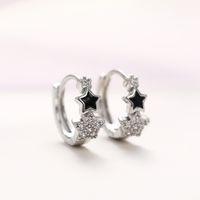 Fashion Geometric Star Copper Epoxy Plating Artificial Diamond Hoop Earrings 1 Pair main image 1