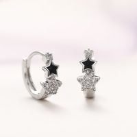 Fashion Geometric Star Copper Epoxy Plating Artificial Diamond Hoop Earrings 1 Pair main image 4
