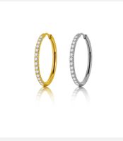 Simple Style Geometric Stainless Steel Rhinestones Hoop Earrings 1 Pair main image 1