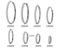 Simple Style Geometric Stainless Steel Rhinestones Hoop Earrings 1 Pair main image 2