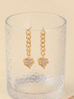 Fashion Heart Shape Copper Inlay Zircon Drop Earrings 1 Pair main image 1