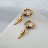 Fashion Solid Color Stainless Steel Gold Plated Drop Earrings 1 Pair main image 5