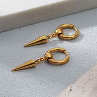 Fashion Solid Color Stainless Steel Gold Plated Drop Earrings 1 Pair main image 3