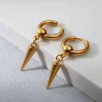 Fashion Solid Color Stainless Steel Gold Plated Drop Earrings 1 Pair main image 6