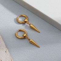 Fashion Solid Color Stainless Steel Gold Plated Drop Earrings 1 Pair main image 4