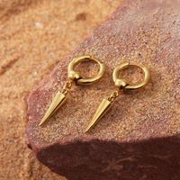 Fashion Solid Color Stainless Steel Gold Plated Drop Earrings 1 Pair main image 9