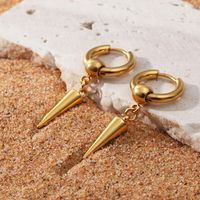 Fashion Solid Color Stainless Steel Gold Plated Drop Earrings 1 Pair main image 8