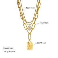 Simple Style Human Face Titanium Steel Pearl Gold Plated Layered Necklaces 1 Piece main image 5