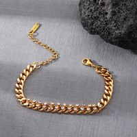 Fashion Solid Color Stainless Steel Gold Plated Inlay Zircon Bracelets 1 Piece main image 4