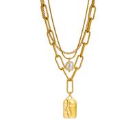 Einfacher Stil Menschliches Gesicht Titan Stahl Perle Vergoldet Geschichtete Halskette 1 Stück sku image 1