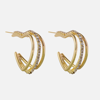 Fashion Heart Shape Copper Inlay Rhinestones Ear Studs 1 Pair main image 1