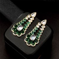 Fashion Geometric Water Droplets Copper Inlay Zircon Drop Earrings 1 Pair sku image 1