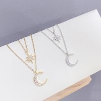 Fashion Moon Copper Star Zircon Necklace main image 1