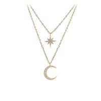 Fashion Moon Copper Star Zircon Necklace main image 3