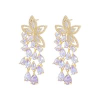 Fashion Water Droplets Flower Copper Inlay Zircon Drop Earrings 1 Pair main image 2