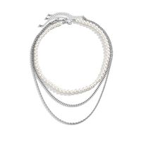 Fashion Geometric Imitation Pearl Iron Plating Men'S Layered Necklaces sku image 1