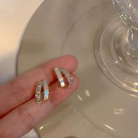 Fashion Geometric Heart Shape Bow Knot Copper Inlay Artificial Pearls Rhinestones Earrings 1 Pair sku image 16