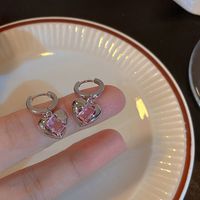 Fashion Geometric Heart Shape Bow Knot Copper Inlay Artificial Pearls Rhinestones Earrings 1 Pair sku image 6