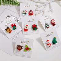 1 Pair Fashion Christmas Tree Santa Claus Snowman Epoxy Soft Clay Ear Studs main image 6