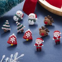 1 Pair Fashion Christmas Tree Santa Claus Snowman Epoxy Soft Clay Ear Studs main image 3