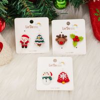 1 Pair Fashion Christmas Tree Santa Claus Snowman Epoxy Soft Clay Ear Studs main image 2