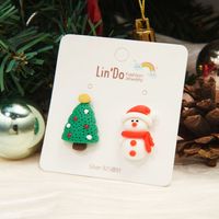 1 Pair Fashion Christmas Tree Santa Claus Snowman Epoxy Soft Clay Ear Studs sku image 1