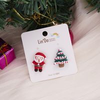 1 Pair Fashion Christmas Tree Santa Claus Snowman Epoxy Soft Clay Ear Studs sku image 2