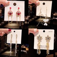 Fashion Geometric Star Flower Imitation Pearl Alloy Tassel Women's Drop Earrings 1 Pair main image 1