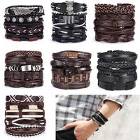 Moda Búho Cuero Sintético Tejido De Punto Hombres Pulsera 1 Pieza main image 2