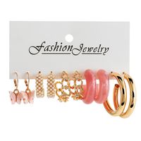 Fashion Heart Shape Bow Knot Alloy Inlay Artificial Pearls Zircon Women's Drop Earrings Ear Studs 1 Set sku image 6