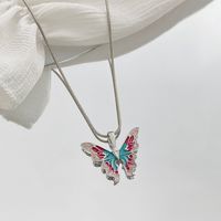 Mode Schmetterling Legierung Emaille Frau Halskette Mit Anhänger 1 Stück main image 4